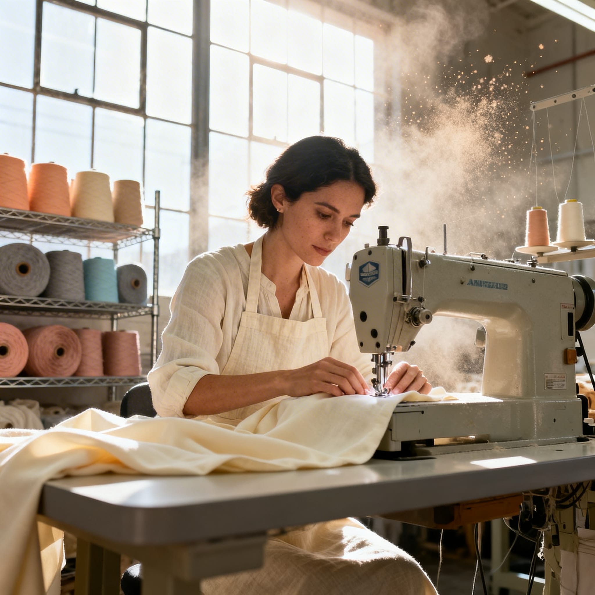 Los Angeles clothing manufacturing facility with sewing machines