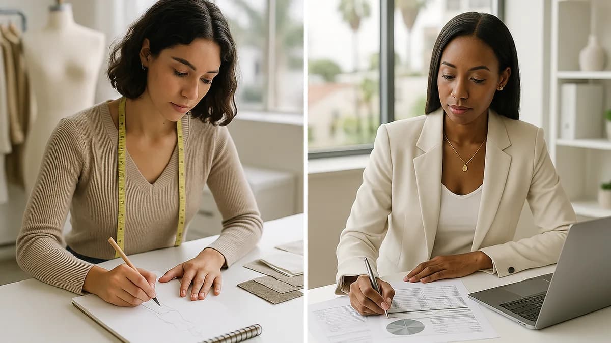 Fashion consultant vs designer, a consultant and a designer working in a Los Angeles studio (fashion-consultant-vs-designer)